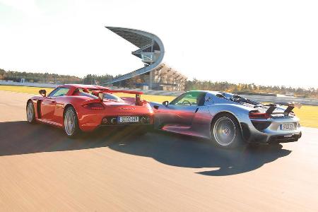 Porsche 918 Spyder, Porsche Carrera GT, Heckansicht