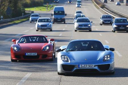 Porsche 918 Spyder, Porsche Carrera GT, Frontansicht