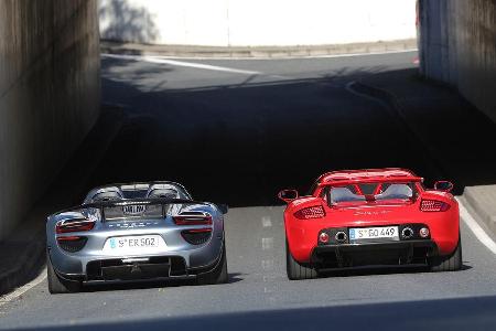 Porsche 918 Spyder, Porsche Carrera GT, Heckansicht