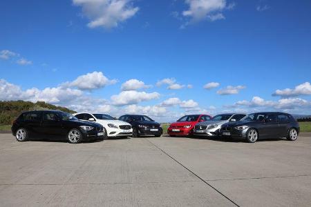 BMW 125i, Mercedes A 250, VW Golf GTI Performance, VW Golf GTD, Mercedes A 220 CDI, BMW 125d