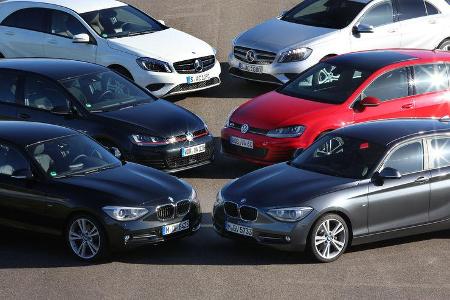BMW 125i, Mercedes A 250, VW Golf GTI Performance, VW Golf GTD, Mercedes A 220 CDI, BMW 125d