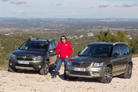 Dacia Duster dCi 110 4x4, Skoda Yeti 2.0 TDI 4x4, Frontansicht