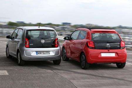 VW Up 1.0 Bluemotion, Citron C1 Airscape VTi 82, Heckansicht