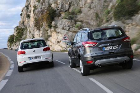 Ford Kuga 2.0 TDCi 4x4, VW Tiguan 2.0 TDI 4Motion, Heckansicht