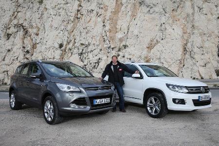 Ford Kuga 2.0 TDCi 4x4, VW Tiguan 2.0 TDI 4Motion, Frontansicht