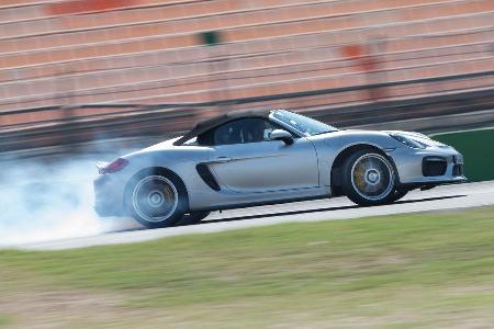 Porsche Boxster Spyder, Seitenansicht, Driften