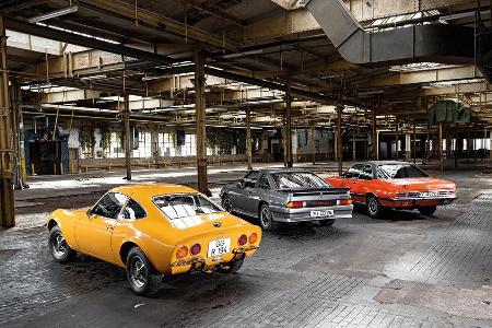 Opel GT 1900, Opel Manta GSi, Opel Commodore GS/E, Heckansicht