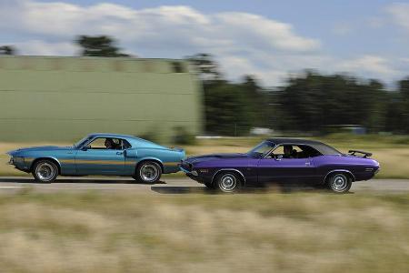Dodge Challenger R/T 383, Baujahr 1970, Shelby Mustang GT 500, Baujahr 1969