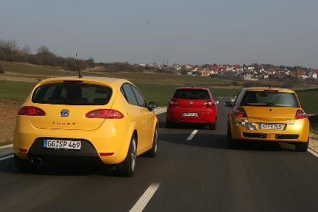 VW Golf GTI Edition 30, Renault Mgane F1-Team R26, Seat Leon Cupra
