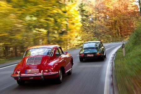 Porsche 356 C, Porsche 911 T 2.4, Heckansicht