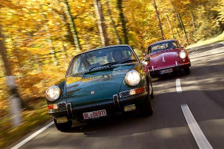 Porsche 356 C, Porsche 911 T 2.4, Frontansicht