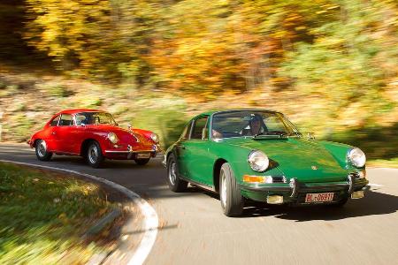 Porsche 356 C, Porsche 911 T 2.4, Frontansicht