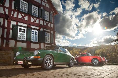 Porsche 356 C, Porsche 911 T 2.4, Seitenansicht