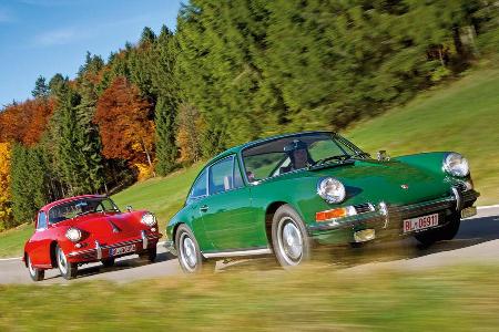 Porsche 356 C, Porsche 911 T 2.4, Frontansicht