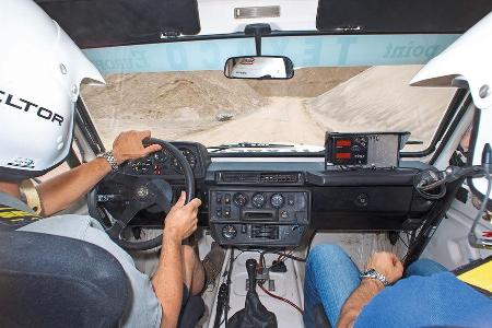 Mercedes 280 GE Dakar, Cockpit, Fahrersicht