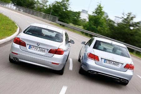 BMW 530d, Mercedes E 350 Bluetec, Heckansicht