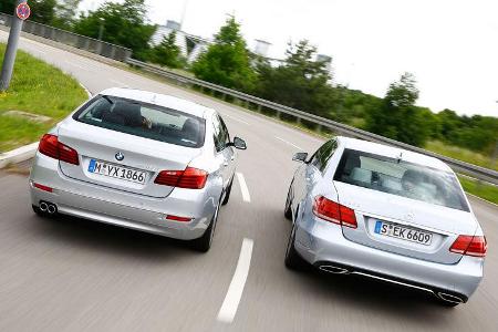 BMW 530d, Mercedes E 350 Bluetec, Heckansicht