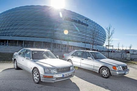 Lexus LS 400, Mercedes-Benz 400 SEL, Seitenansicht Lexus LS 400, Mercedes-Benz 400 SEL, Seitenansicht