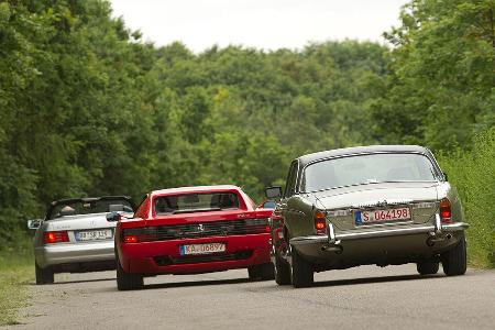 Daimler Double Six, Ferrari 512 TR, Mercedes-Benz SL 600, Heckansicht