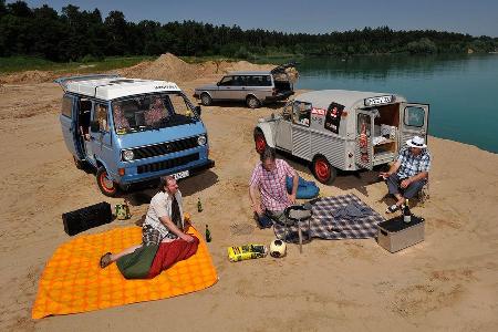 Citron AK 350, Volvo 240, VW T3 Westfalia Joker, Strand