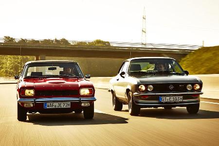 Opel Manta A, Ford Capri Serie 1, Frontansicht Opel Manta A, Ford Capri Serie 1, Frontansicht