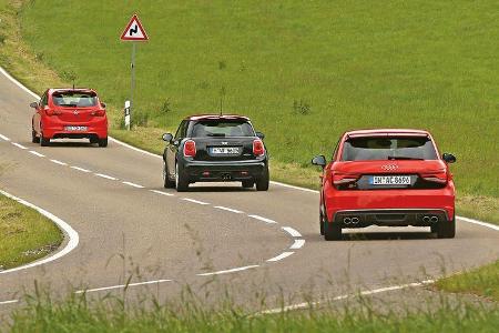 Audi S1, Mini JCW, Opel Corsa OPC, Heckansicht