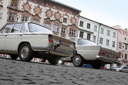 BMW 1800, Mercedes 200, Heckansicht