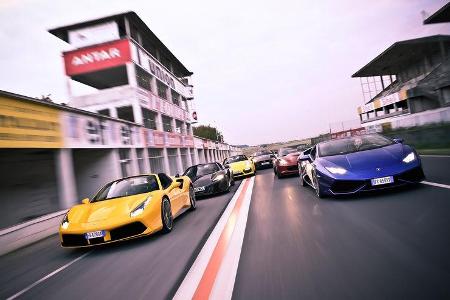 Jaguar F-Type, Chevrolet Corvette, Lamborghini Huracán, Porsche 911 Turbo S, Ferrari 488 Spider Jaguar F-Type, Chevrolet Corvette, Lamborghini Huracán, Porsche 911 Turbo S, Ferrari 488 Spider