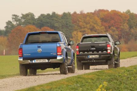 Ford Ranger 3.2 TDCi, VW Amarok 3.0 TDI, Heckansicht