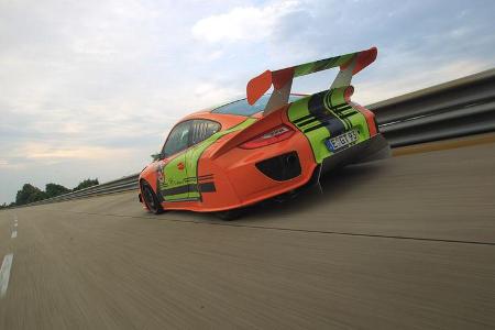 Highspeed-Test, Nardo, ams1511, 391km/h, 9ff Porsche 911 GT3, Heck, Steilkurve