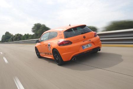 Highspeed-Test, Nardo, ams1511, 391km/h, Mathilda VW Scirocco R, Steilkurve, Heck, Rückansicht