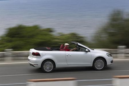 VW Golf Cabrio, Seitenansicht, Straßenfahrt, offen