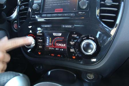 Nissan Juke, Mittelkonsole, Bedienelemente