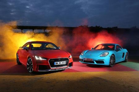 Audi TT RS Coupé, Porsche 718 Cayman S, Frontansicht Audi TT RS Coupé, Porsche 718 Cayman S, Frontansicht