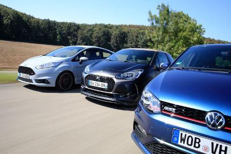 DS 3 THP 208, Ford Fiesta ST200, VW Polo GTI, Frontansicht