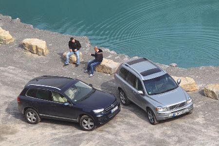 Volvo XC 90 D5 AWD Summum, VW Touareg V6 TDI Blue Motion, Draufsicht