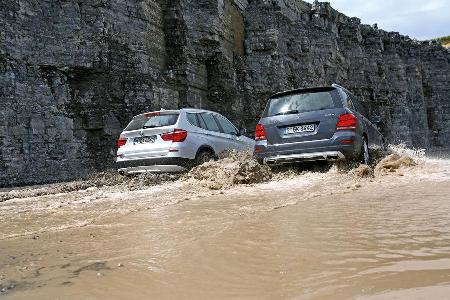 BMW X3 x-Drive 20d, Mercedes GLK 220 CDI Bluetec, Heckansicht