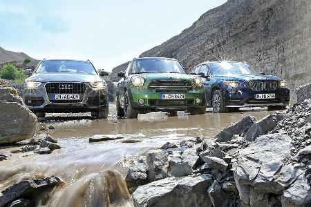 Audi Q3, BMW X1, Mini Countryman, Frontansicht