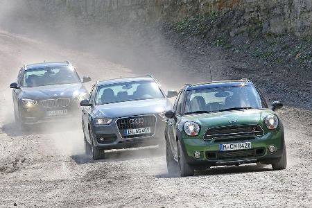 Audi Q3, BMW X1, Mini Countryman, Frontansicht
