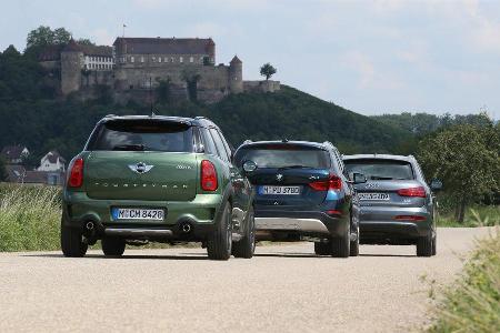 Audi Q3, BMW X1, Mini Countryman, Heckansicht