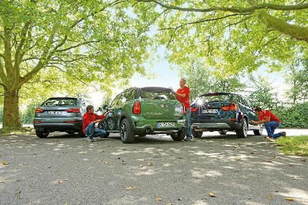 Audi Q3, BMW X1, Mini Countryman, Heckansicht