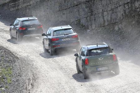 Audi Q3, BMW X1, Mini Countryman, Heckansicht