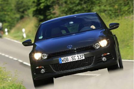 Das Topmodell des VW Scirocco, der 2.0 TFSI mit 200 PS verlangt trotz deutlich mehr Kraft kaum mehr des schnöden Mammon.