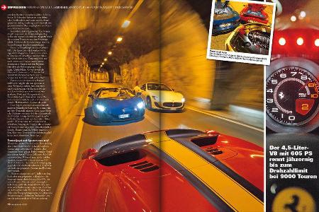 sport auto 04/15, Heftvorschau, Sportwagen, Ferrari 458 Speciale A, Lamborghini Aventador Roadster, Maserati Gran Cabrio MC