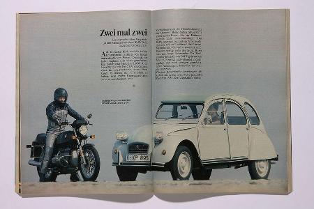 1981 Dauertest: 30.000 km mit 2CV 6 und BMW R65. 