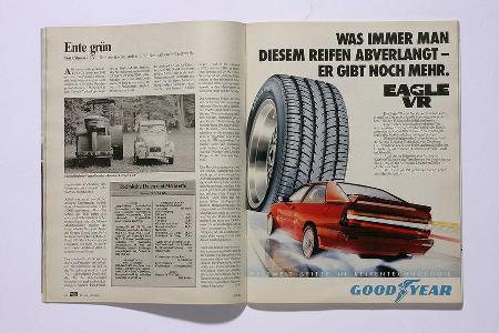1986 Vorletzter Test des 2CV 6, wieder von Klaus Westrup. Die Ente hat nun 28 PS: 