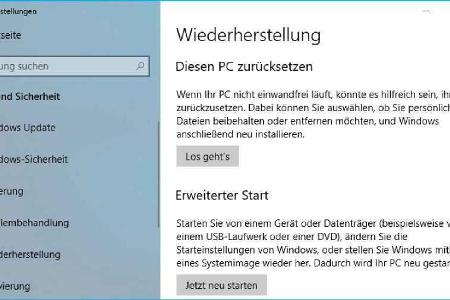 Über „PC zurücksetzen“ lässt sich der Windows-Neuzustand nahezu wiederherstellen.
