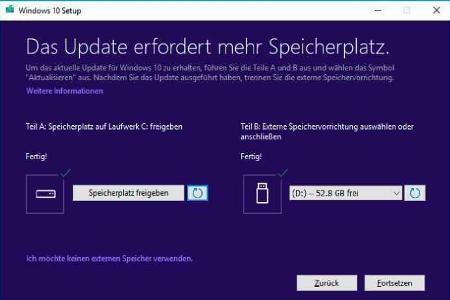 Bei Notebooks mit wenig Speicherplatz lassen sich USB-Sticks zum Auslagern verwenden.