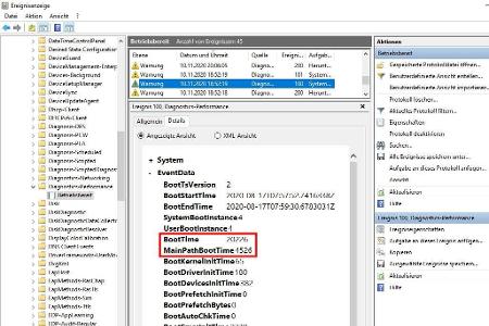 Bei Bootproblemen hilft die Windows-Ereignisanzeige, indem man die Bootzeiten analysiert. Mit gut 20 Sekunden Gesamtdauer fü...
