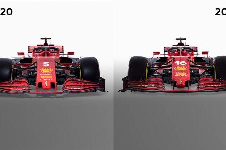 Ferrari SF21 - Ferrari SF1000 - F1-Auto - 2020/2021 - Vergleich